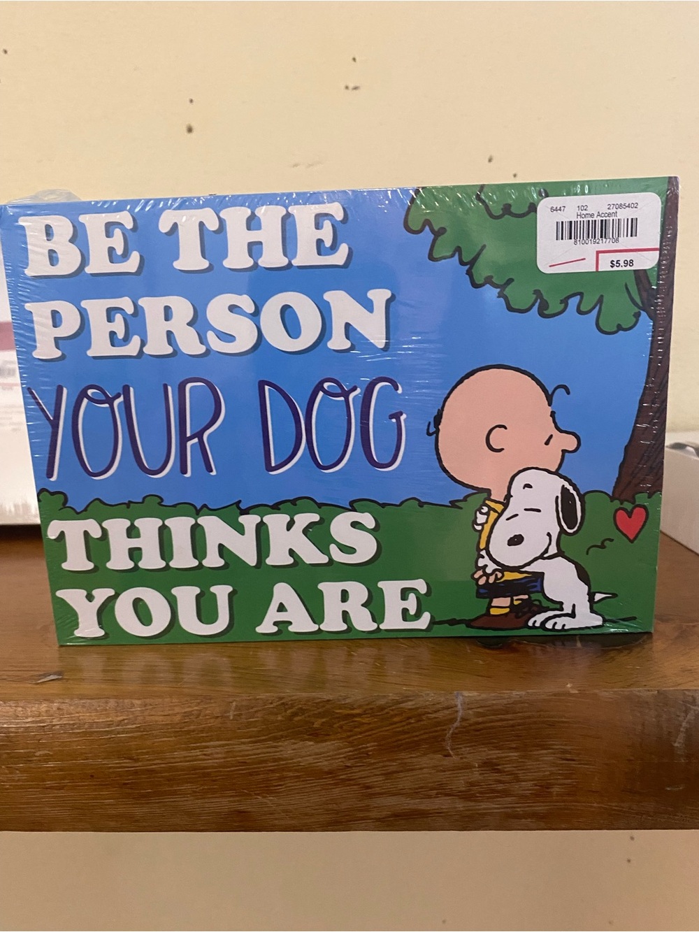 Peanuts Dog Sign - Blue, Green & White